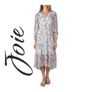 Joie womens size XL Printed floral maxi dress tiered cute casual modest fall wed